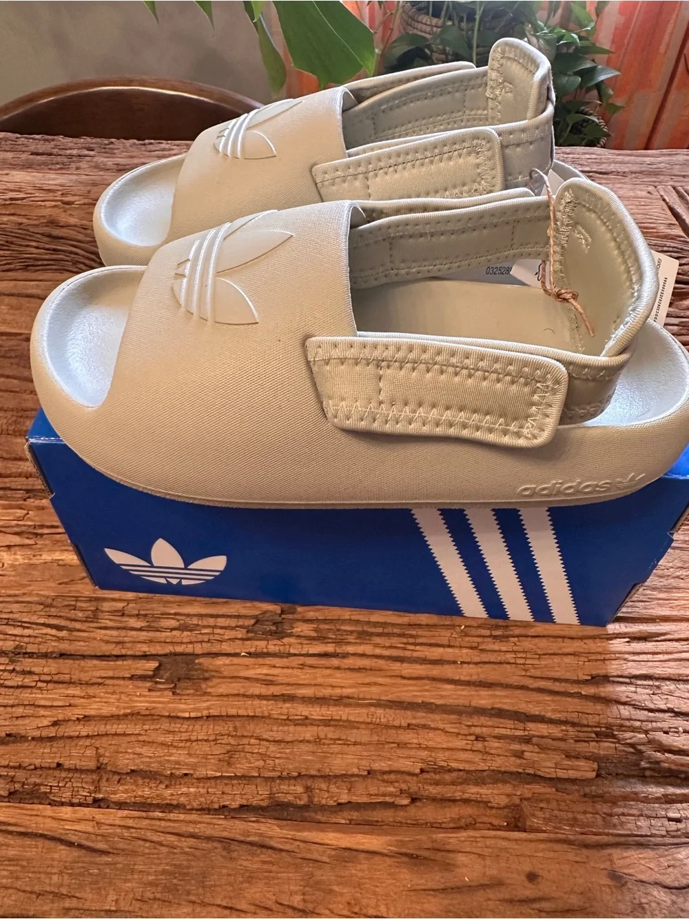 adidas Kids Cream/Off-White Slide Sandals with Heel Strap